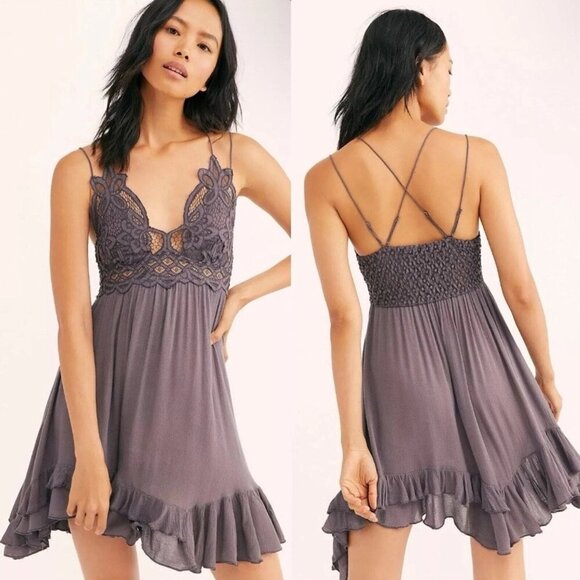 Free People One Adella Slip Mini Dress with Ruffled Hem - M - Picture 1 of 9